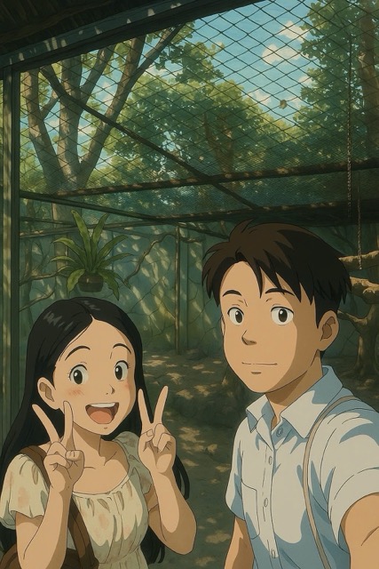 Đi sở thú gòi chụp hình anime